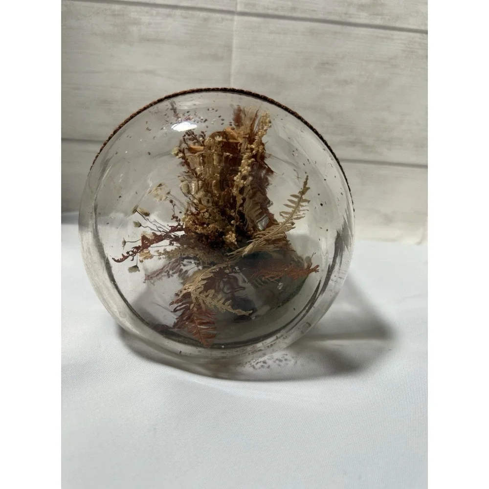 Vintage Bowl O Beauty Plant In A Bottle , Mcm ,‎ Brown Floral Made In Thailand